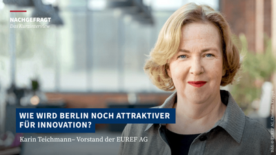 Zu sehen ist eine blonde Frau mit mittellangen Haaren. Es handelt sich um Karin Teichmann.