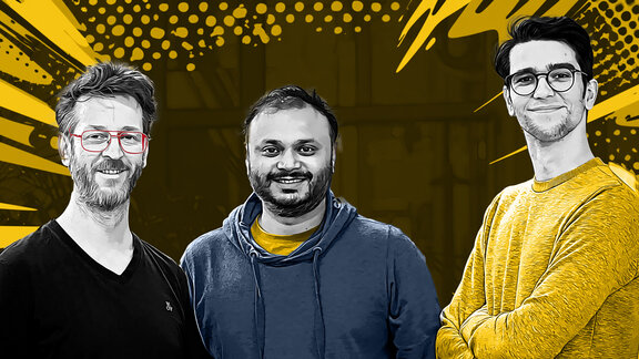 Tim Polzehl, Arnab Das und Daniel Röder von Gretchen AI