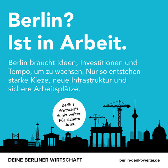 Zu sehen ist ein Motiv der Kampagne "Berlin denkt weiter". 