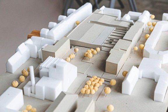 Ein Modell der neuen Bebauung des früheren Brauereiareals