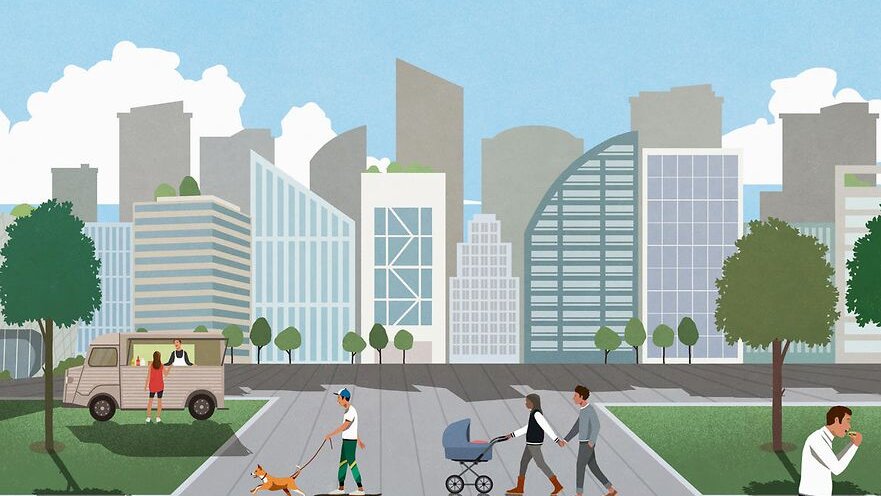 Symbolbild einer Stadt mit hoher Aufenthaltsqualität